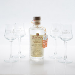 POKER SIBONA 1 GRAPPA NEBBIOLO 0,5L + 4 BICCHIERI